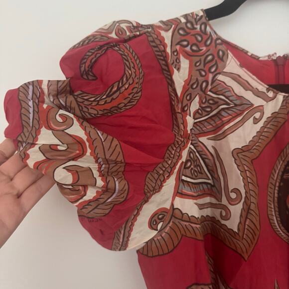 Farm Rio Leopard Paisley Mini Dress in Burgundy - Picture 5 of 7